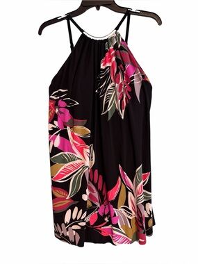 MAGICSUIT BLACK TROPICAL FLORAL IN PLACE PARKER ONE PIECE SWIMSUIT SWIM DRESS